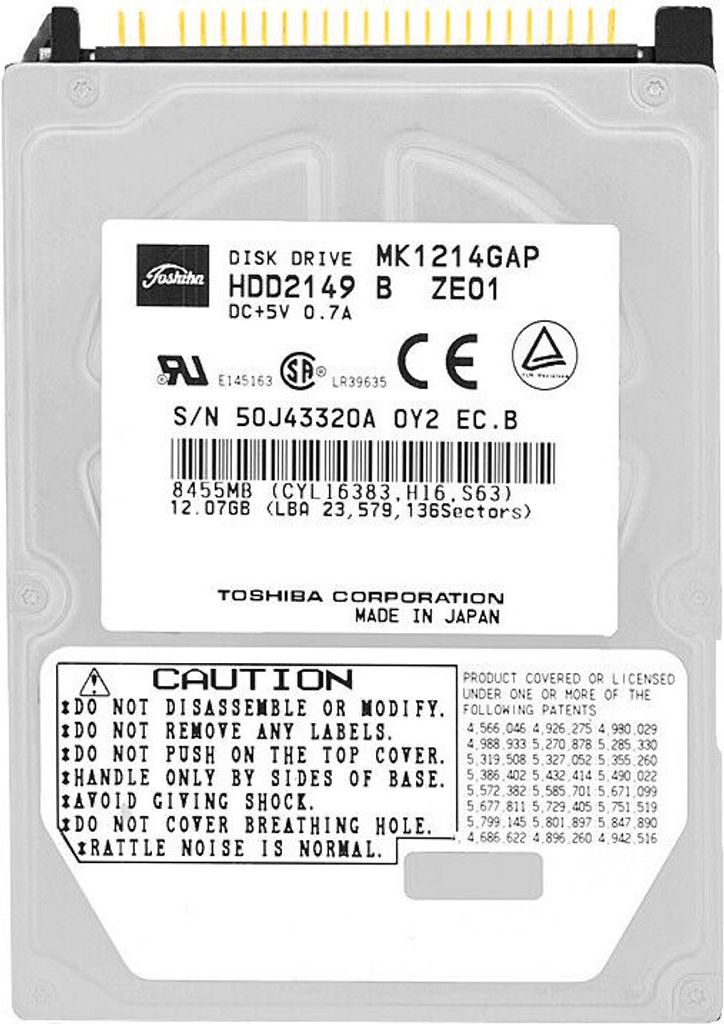 Festplatte Toshiba MK1214GAP 12Gb ATA/IDE 4200Rpm 2,5" Zoll
