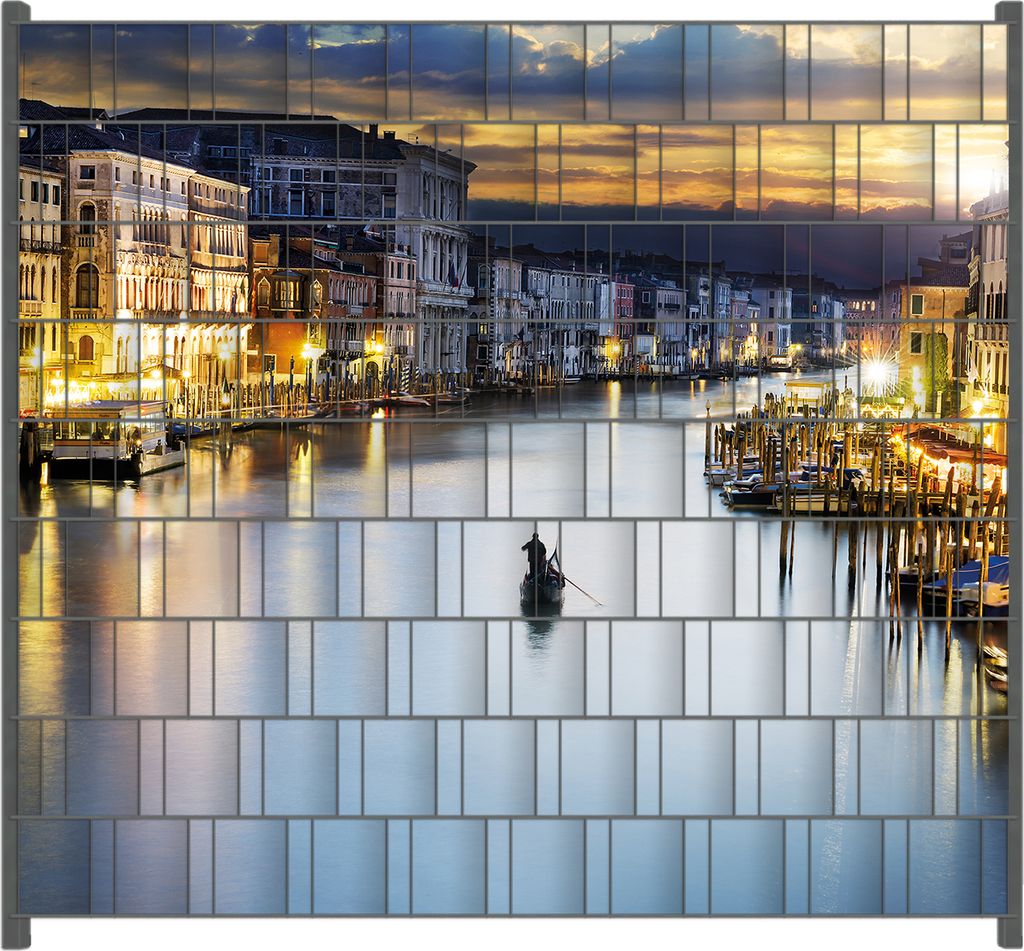 Wallario Zaunsichtschutz mit Motiv Canal Grande in Venedig am Abend mit untergehender Sonne für Ein- und Doppelstabmatten Zäune in der Größe 20...