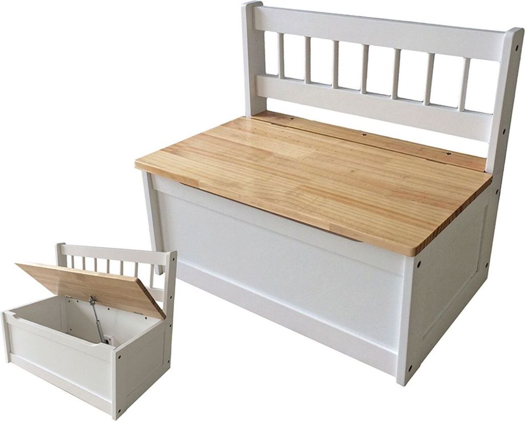 2er Set Kinder-Truhenbank Bank Sitzbank Stauraum Nadelholz Holz
