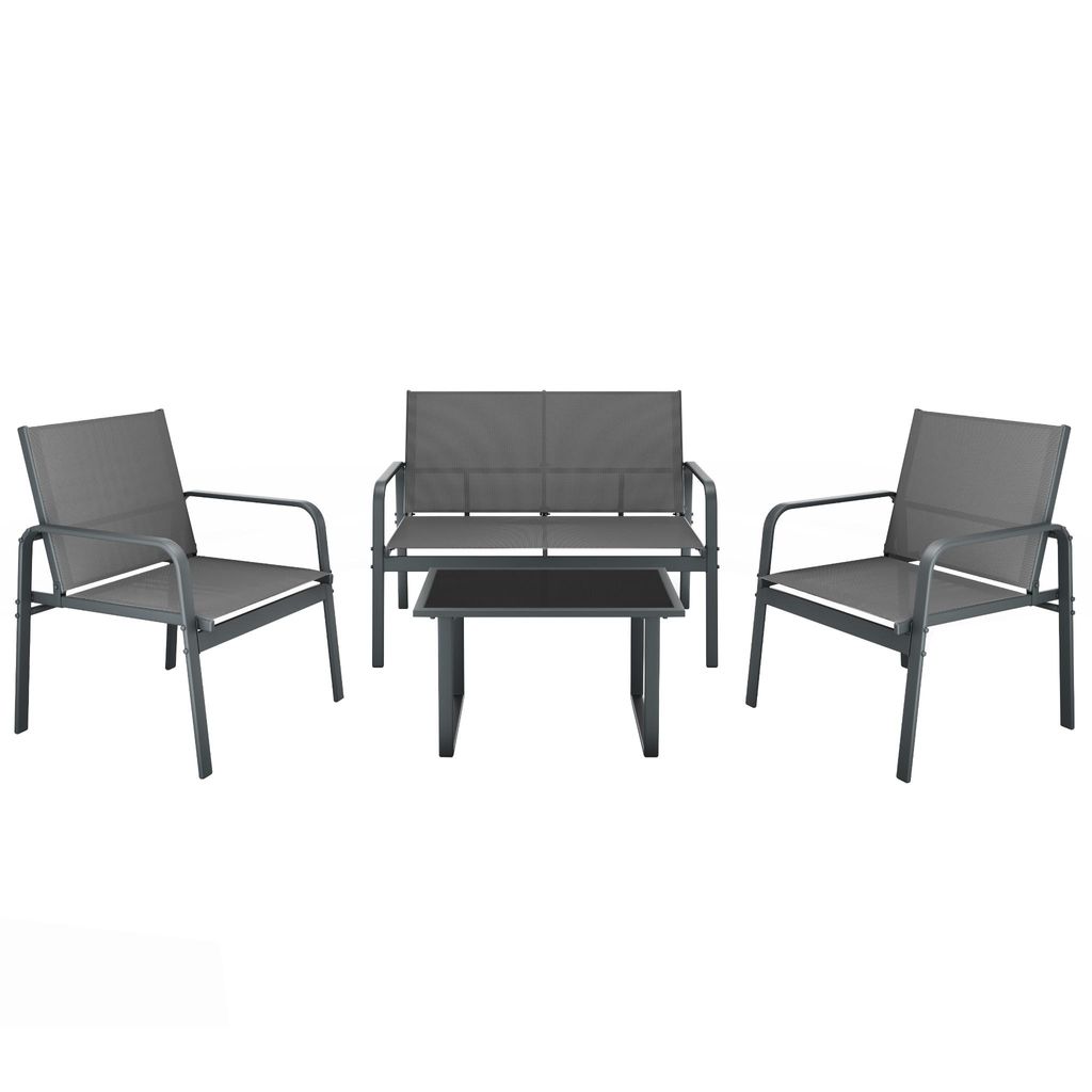 Mondeer Gartenmöbel-Set 4-teilig, Sitzgruppe mit Armlehnen Produktbild 