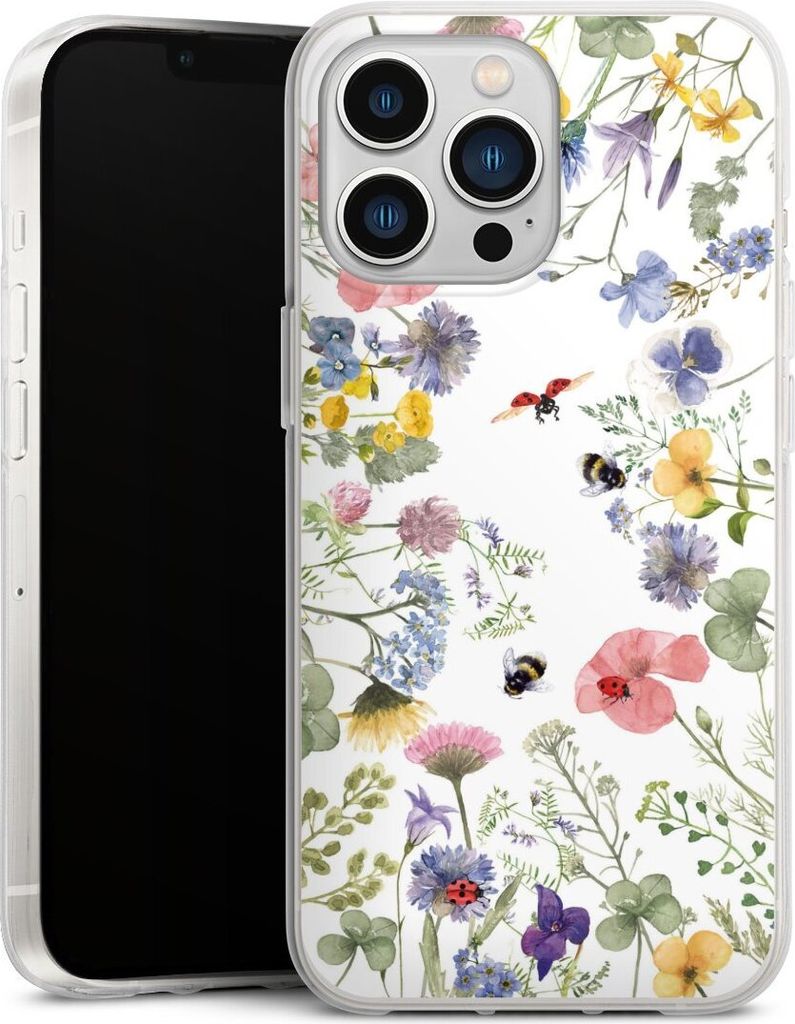 DeinDesign Handyhülle für Apple iPhone 13 Pro Silikon Hülle Case Smartphone Schutzhülle Biene Blumen Muster