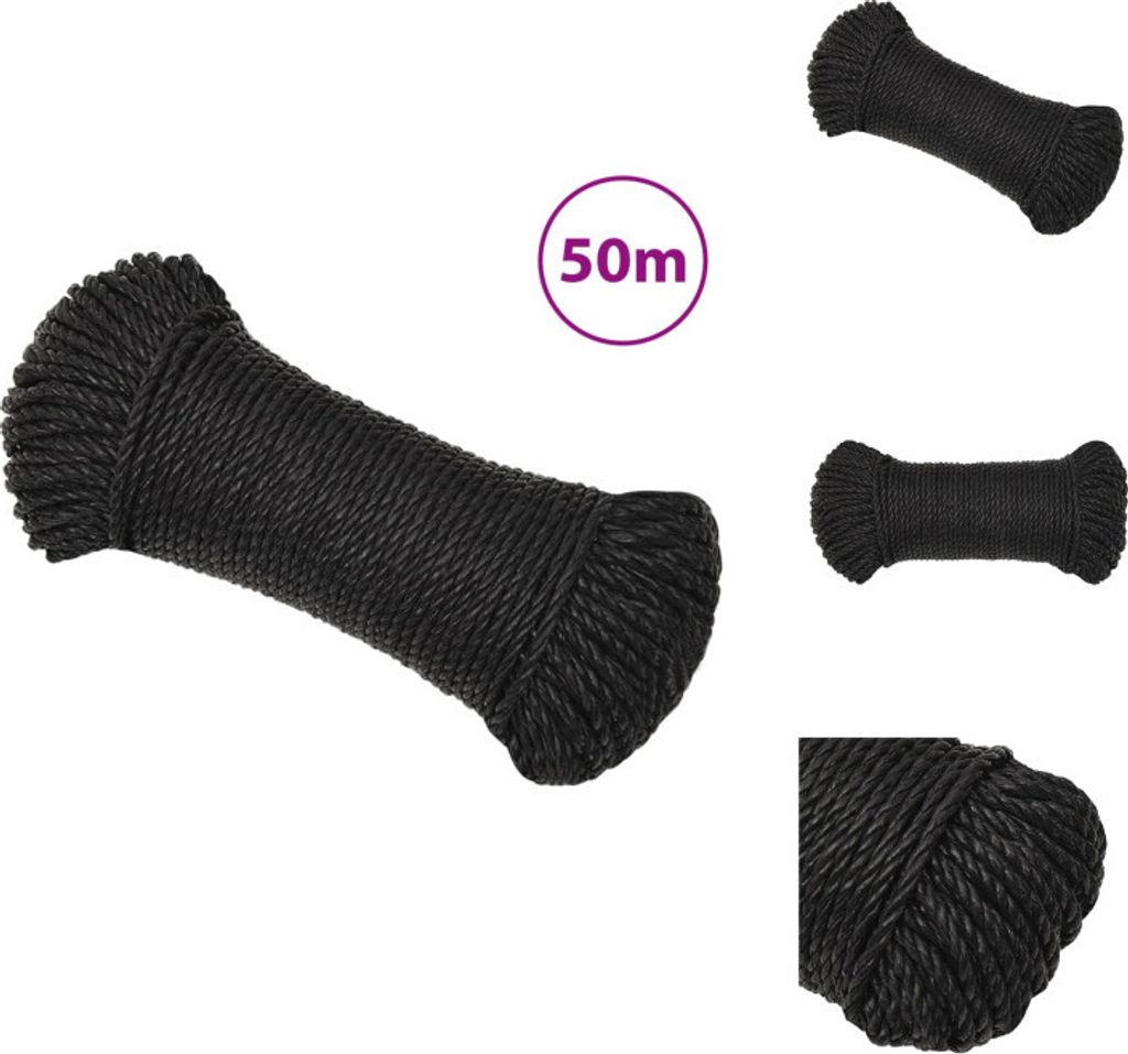 vidaXL Arbeitsseil Schwarz 6 mm 50 m Polypropylen - Seile