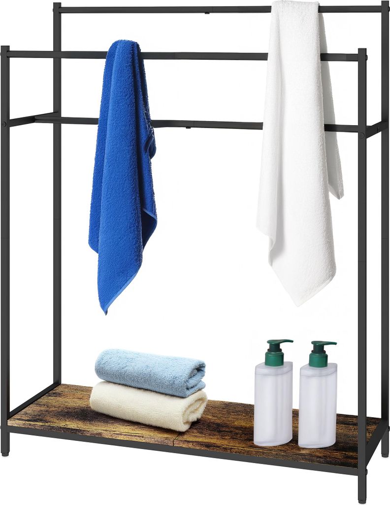 Relaxdays Handtuchständer mit Ablage, HBT: 100x82x29 cm, Produktbild 