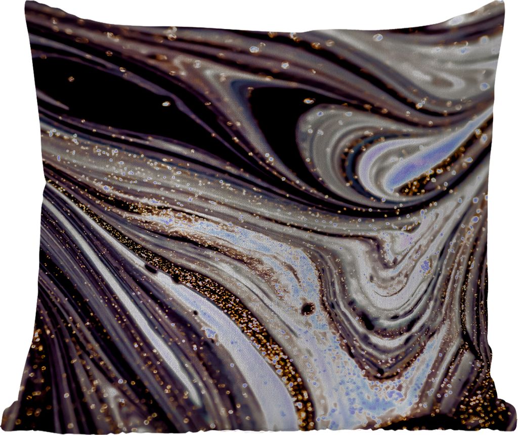 MuchoWow Outdoor Kissen - Marmoroptik - Schwarz - Gold - Weiß - Glitter - Marmor - 45x45 cm - Wetterfest - Lounge Kissen - Fotokissen - Dekorati...