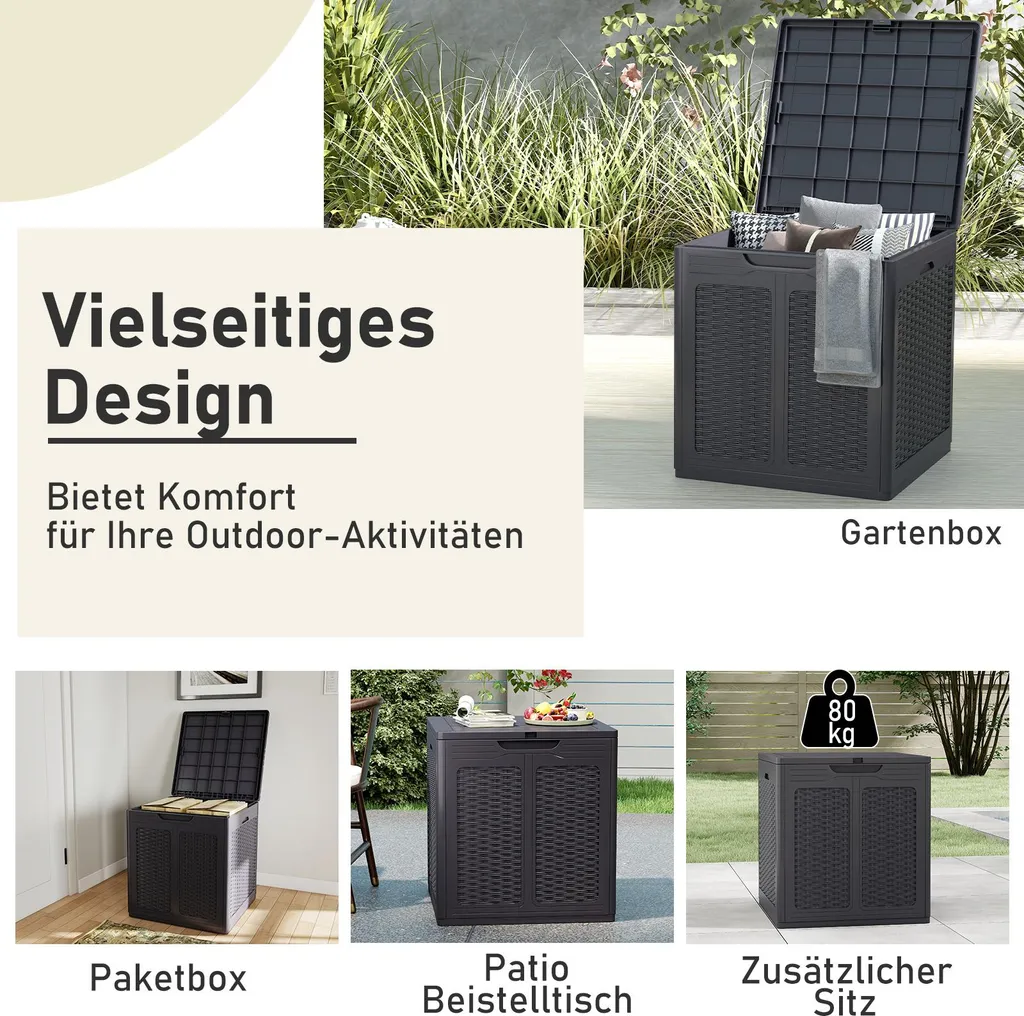 Baule Esterno 145L Impermeabile COSTWAY: Box Porta Cuscini Terrazza - 7