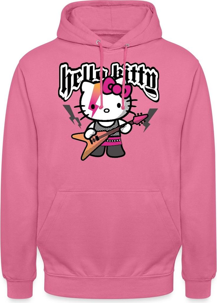 Spreadshirt Hello Kitty E-Gitarre Rock Style Uni Hoodie, XL, Pink