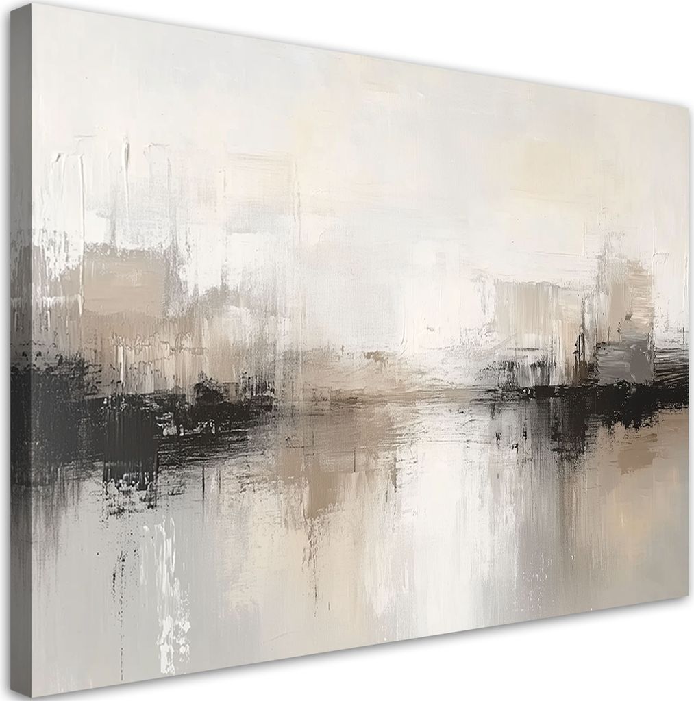 Leinwandbild Moderne Grau-Beige-Abstraktion 100x70 Feeby Grau bild für die wand bereit zum aufhängen