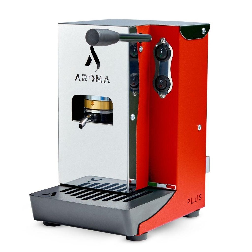 Aroma Plus+ Espressomaschine für Pads | Italienische Espresso Pad Maschine für Haushalt & Büro | ESE 44 mm | 380 Watt | 15 bar | Rot