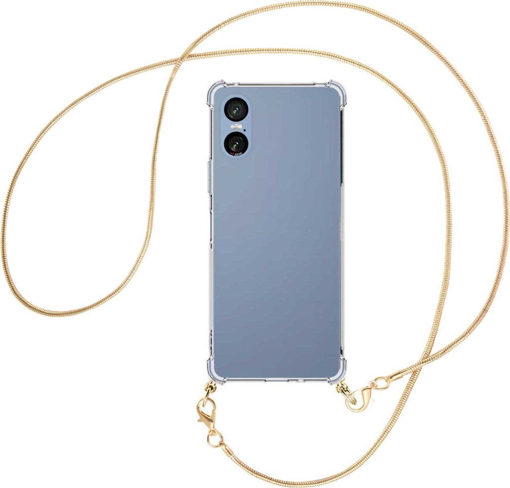 Handykette Backcover-Schutzhülle mit Band (Metall goldfarben) für Sony Xperia 5 VI / 10 VI - goldfarbene Snake-Kette