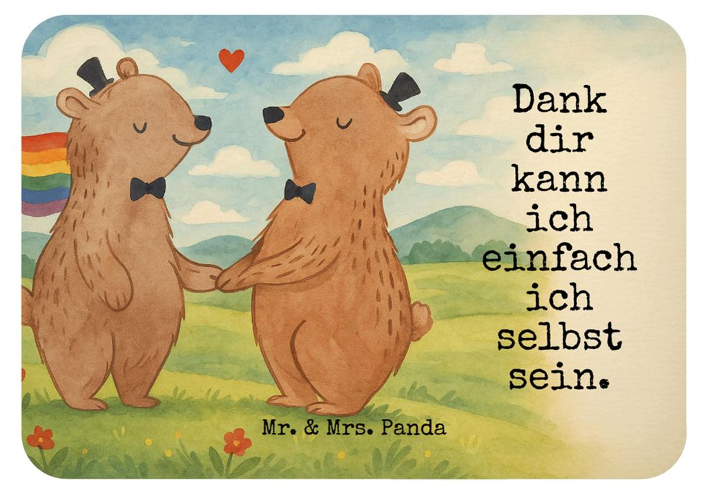 Mr. & Mrs. Panda magnet Bären Gay Pride Design - Weiß - Geschenk, Hochzeitsgeschenke für Brautpaar, mdf, Notizhalter, Kühlschrankmagnet, whiteb...