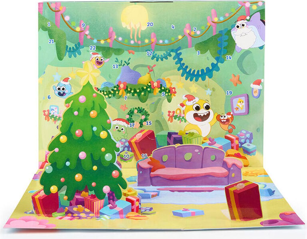 WOWWEE – Baby Shark Adventskalender (Baby Shark Big Show) 24 Überraschungsgeschenke – Offizielle Baby Shark Lizenz – Größe 40 x 30 x 8 cm ...