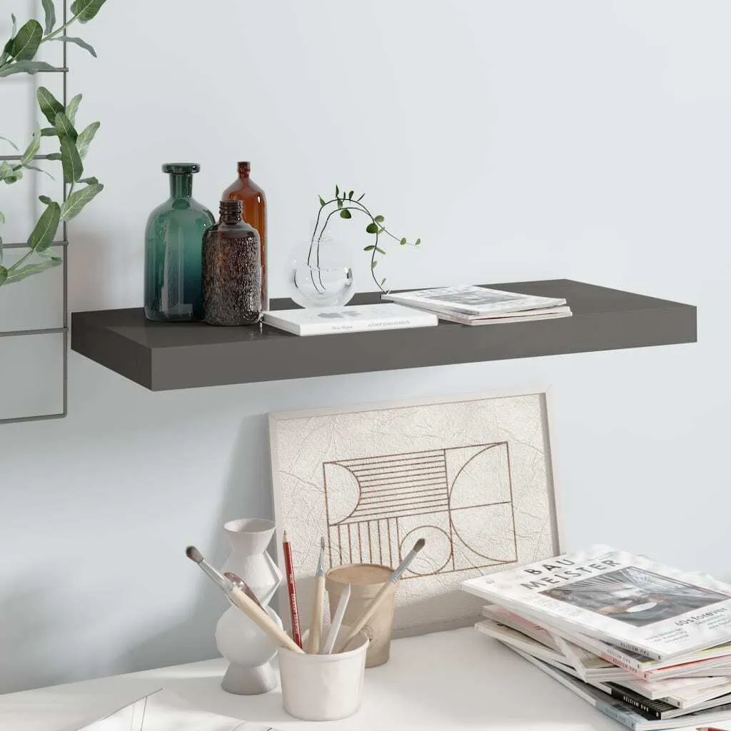 Pratiche mensole da parete in MDF grigio lucido 60x23,5x3,8 cm, mobili di design 1695054 1pacco