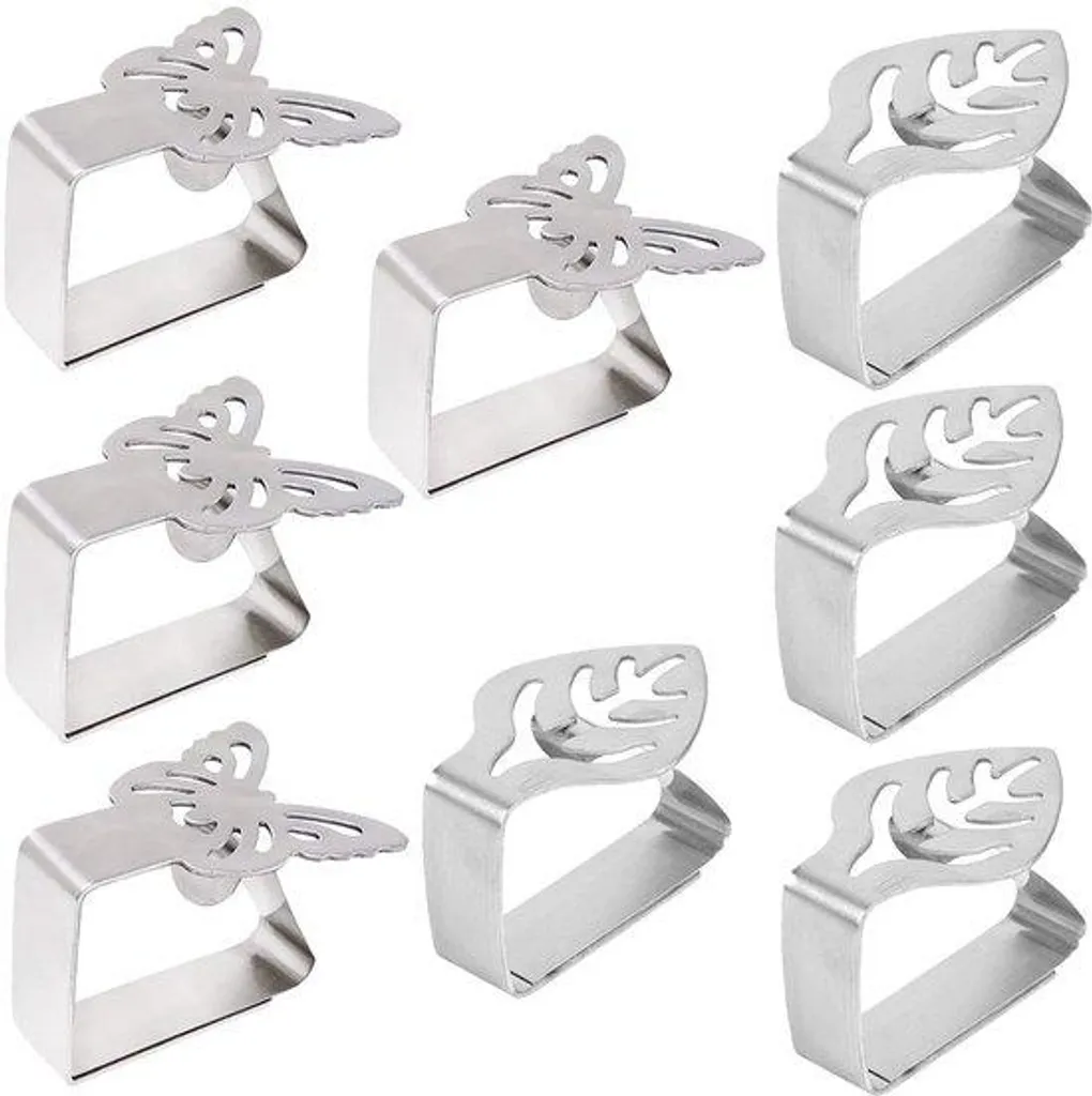 Fixation de Nappe Métallique Argentée Lot de 8 pour Table de Terrasse