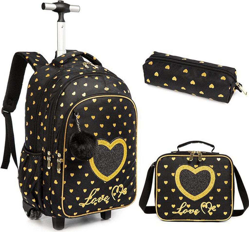 Schulrucksäcke 3 Stück für Kinder, Schultaschen Kinder Rolling Backpack für Mädchen mit Rädern, Trolley Wheeled Rucksäcke für Jungen, Style 10