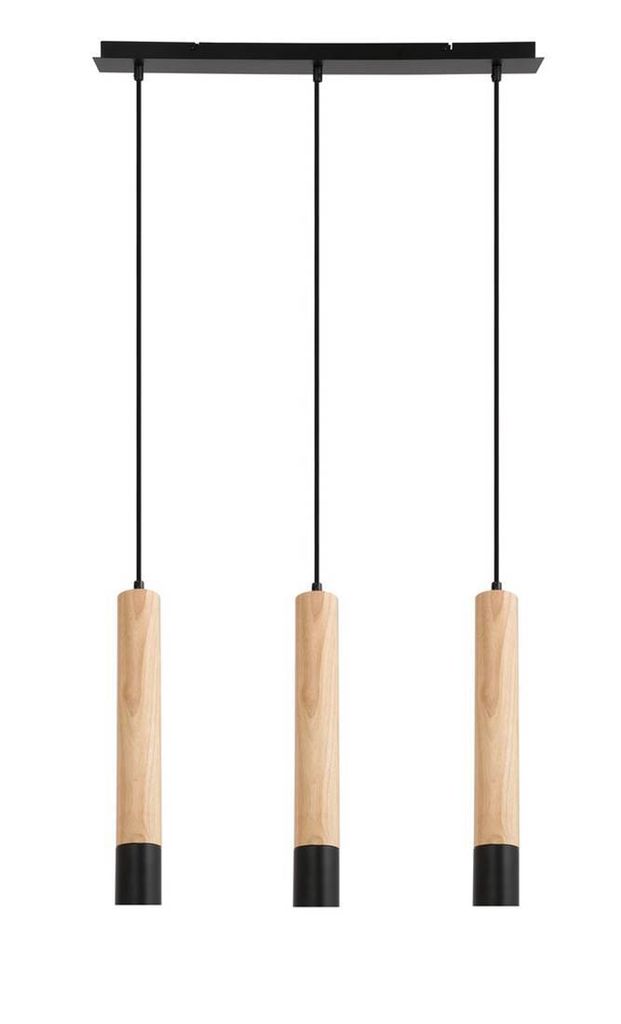 Rabalux 72133 Pendelleuchte 3 Spots Braulia, GU10-Holz, braun-schwarz, rund, Industriell, ø55mm