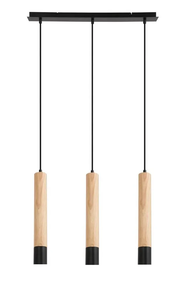 Lampe de plafond en bois pour table à manger Braulia 3 spots GU10