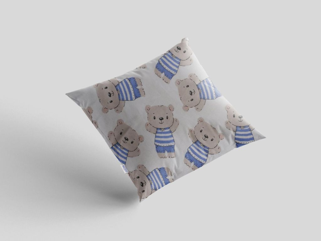 Krepp-Kissenbezug 40x40 cm mit Babybären-Motiv