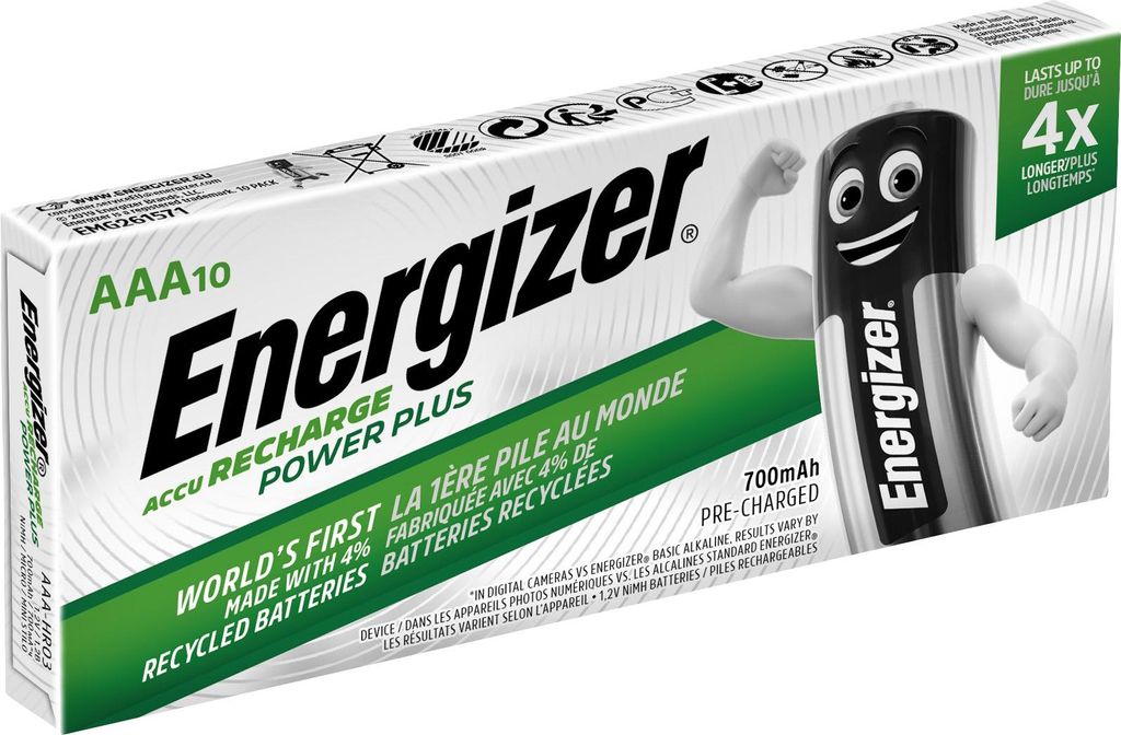 Energizer Power Plus HR03 700mAh Micro AAA Akku 10er Karton Produktbild 