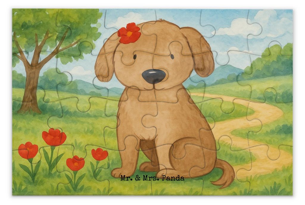 Mr. & Mrs. Panda Puzzle Hund Dame Design 24 Teile - Weiß - Geschenk, Liebe, Hunde, Legespiel, Niedlich, 1500, Puzzlespiel, Geduldspiel, 500, Liebe...