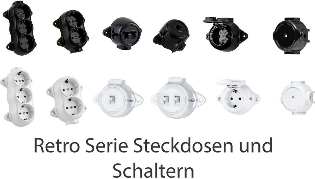 Aufputz Vintage Steckdose Lichtschalter Rund Retro Schalter Wechselschalter Serienschalter (Serien Schalter Weiss)