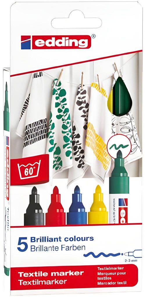 EDDING Textilmarker colori base 4500 2-3mm Confezione da 5 Immagine del prodotto 