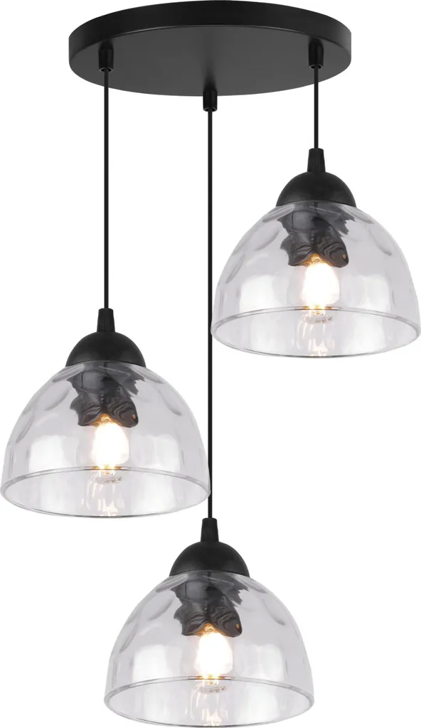 Lampada a sospensione Venice 3 luci vetro trasparente E27 per interni - 7