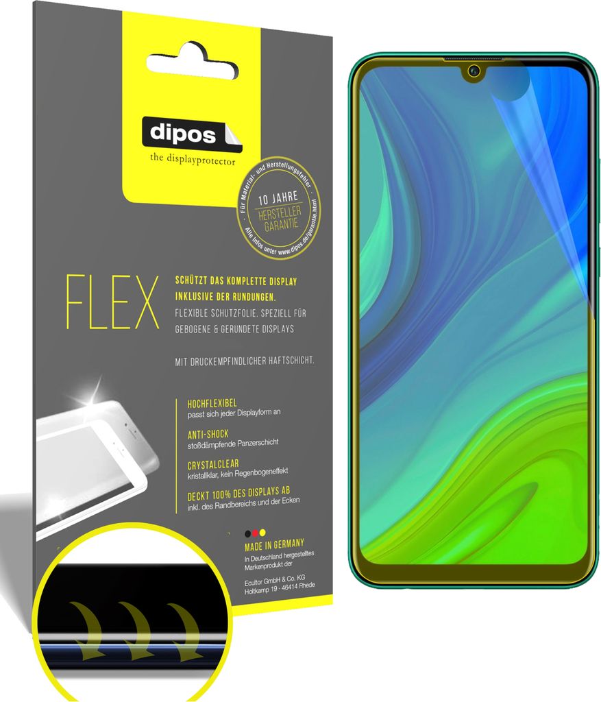 2x Schutzfolie für Huawei P Smart (2020) inkl. Rundung 3D Full Cover Flex Folie