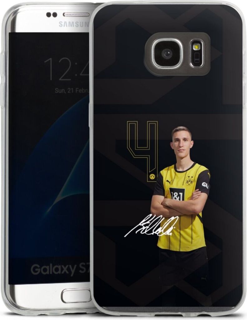 DeinDesign Slim Hülle für Samsung Galaxy S7 Edge Silikon Case Ultra Dünn Handyhülle Borussia Dortmund Offizielles Lizenzprodukt Nico Schlotterbeck
