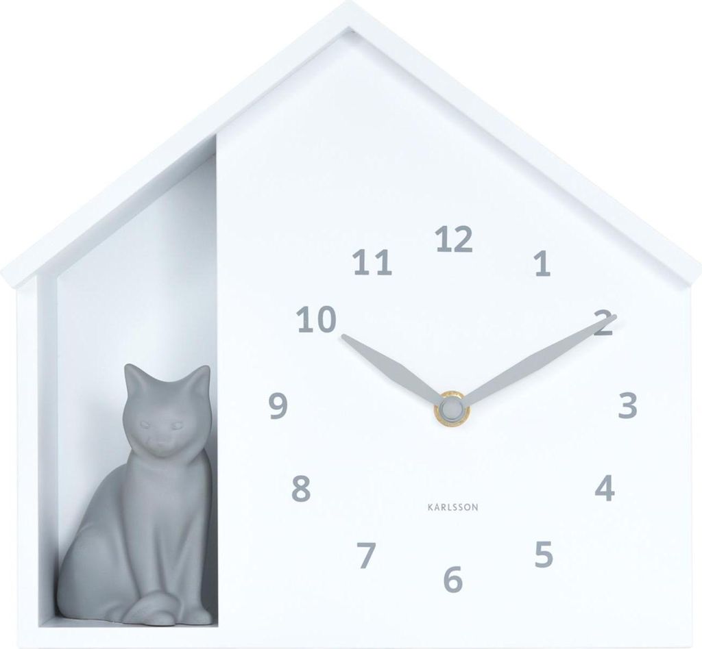 Karlsson - Wanduhr Sitting Cat - Weiß - 24.9x24.9x27cm Produktbild 