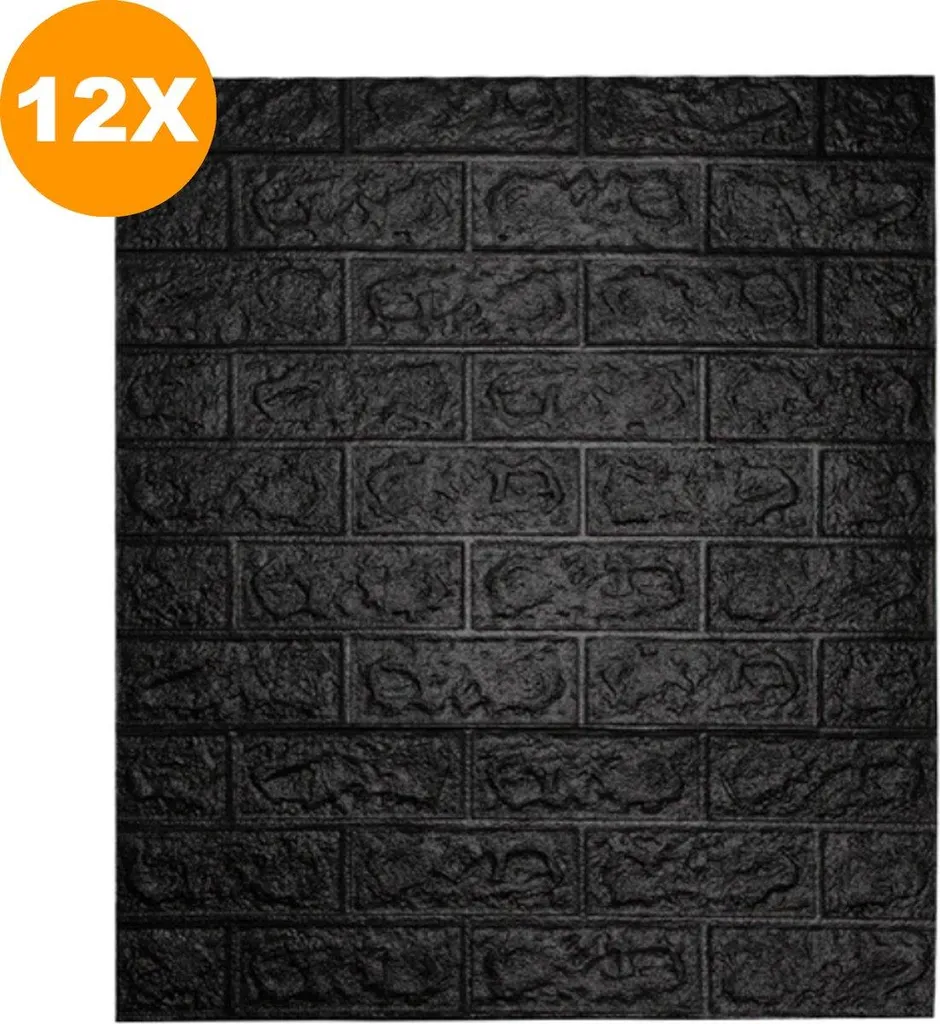 Happyment® Piastrelle 3D Nere Autoadesive - 12 Pezzi per Cucina e Bagno - 3