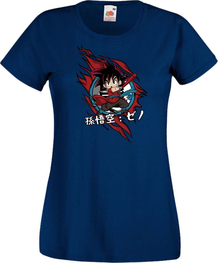 Damen T-Shirt Anime Manga Dragon Anime Manga Ball Z Goku Chibi Goku Chibi, Lady L / Dunkelblau