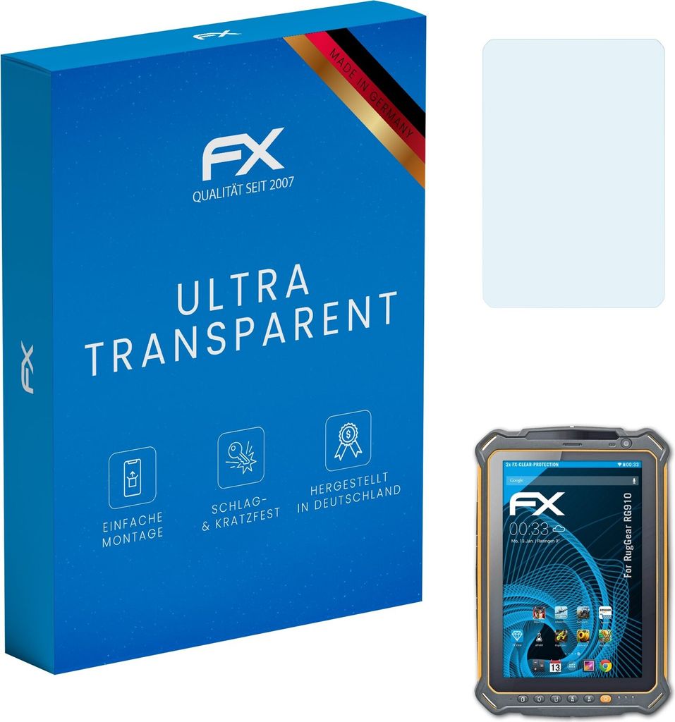 atFoliX FX-Clear 2x Schutzfolie kompatibel mit RugGear RG910 Displayschutzfolie