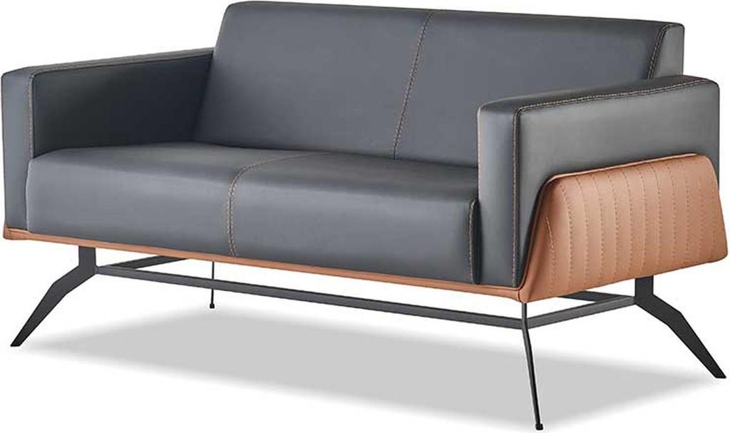 Sofa-Set Schwarz Braun Ledersofas Sitzmöbel 3-Sitzer 2-Sitzer Couches