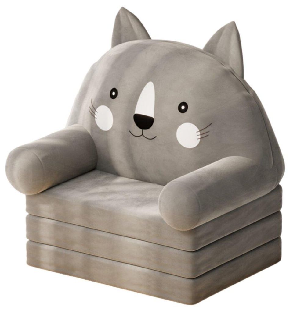 Sillón Reclinable Para Niños Gato 3 Niveles Gris 56x50cm Imagen del producto 
