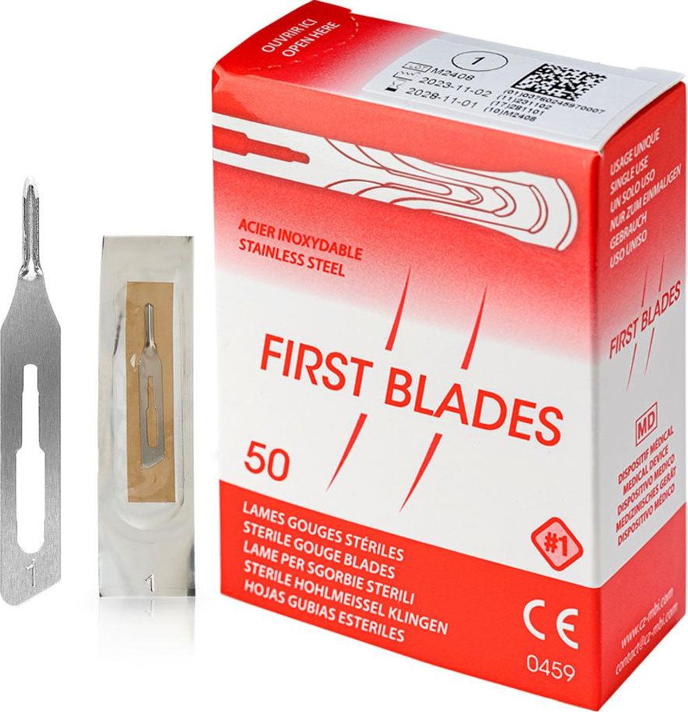 50 Stück Hohlmeißelklingen Figur 1 einzeln steril verpackt Produktbild 