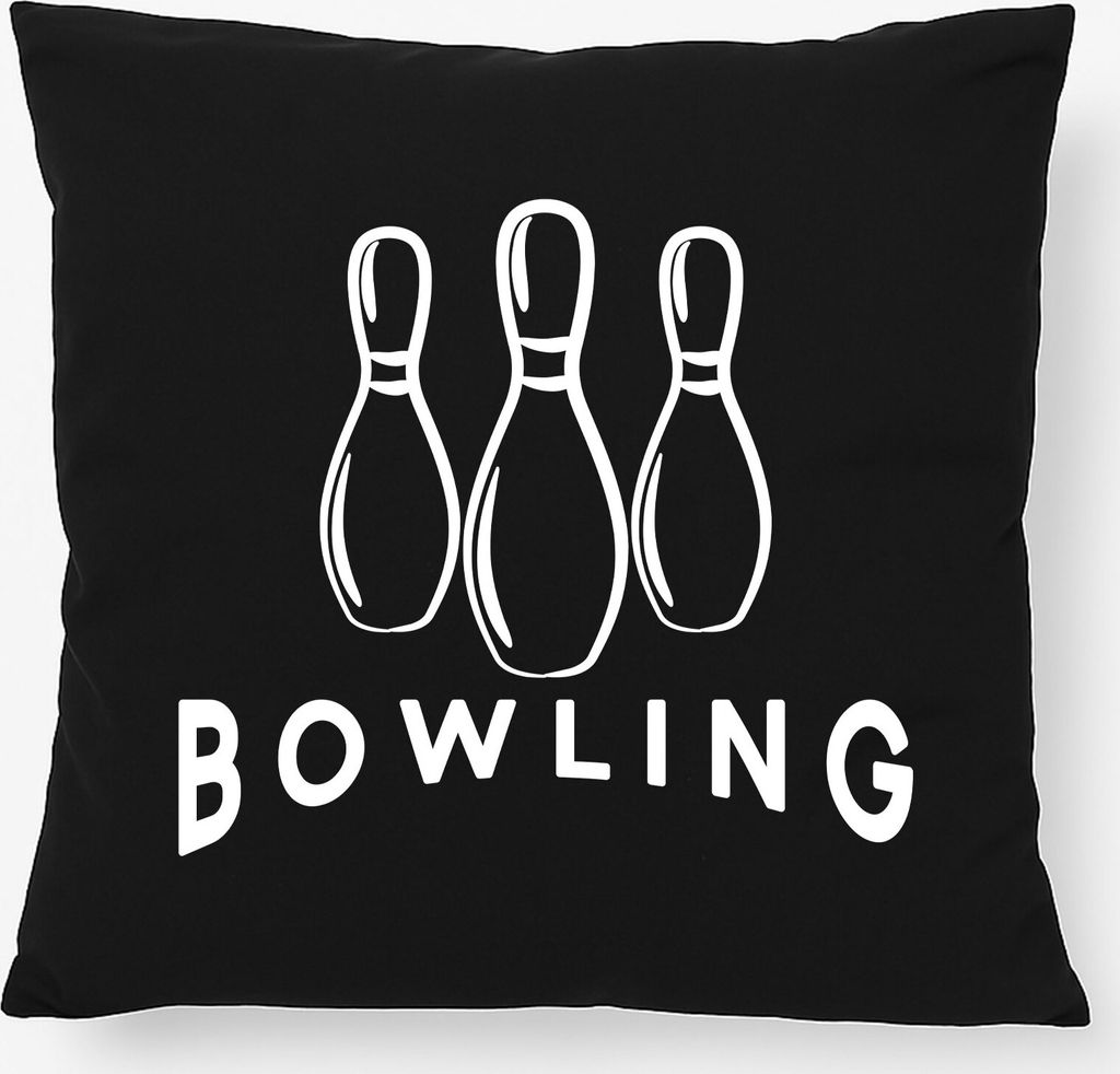 Huuraa Kissen Bowling Pinns 40x40cm mit Füllung Black Baumwolle Dekokissen Geschenkidee