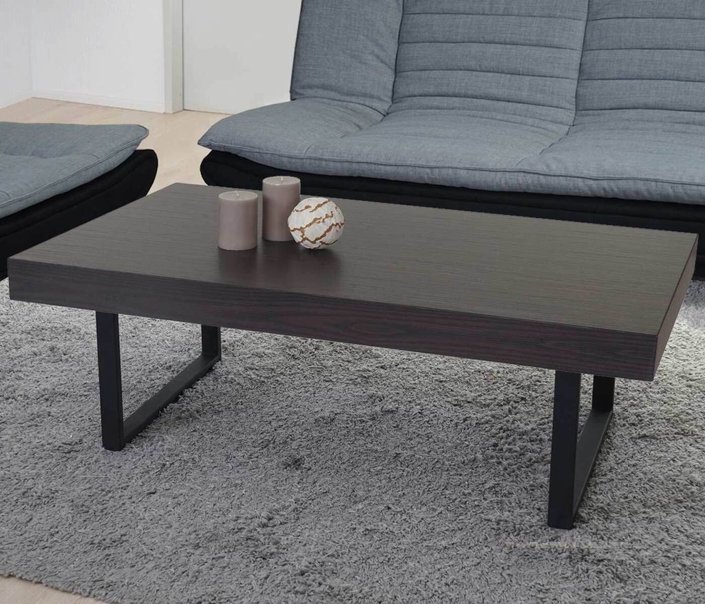 Couchtisch Kos T576, Wohnzimmertisch 40x110x60cm MVG- Wenge, dunkle Metall-Füße