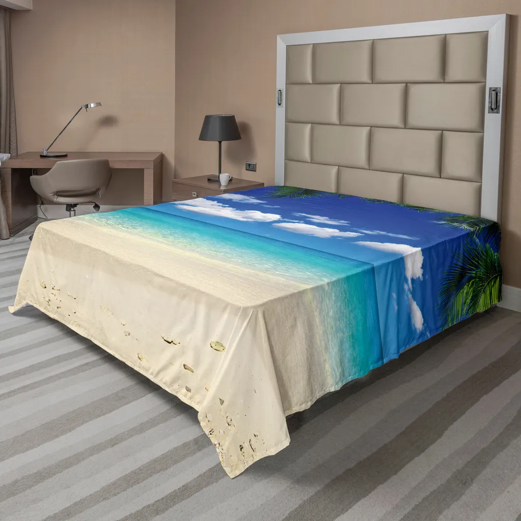 Drap de lit supérieur paysage estival 275 x 260 cm décoratif et souple