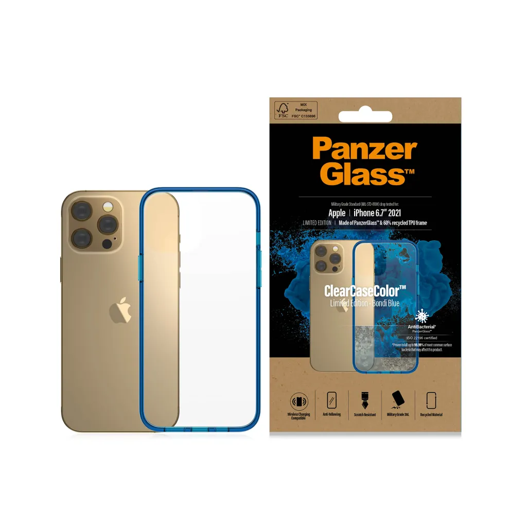 PanzerGlass ClearCaseColor iPhone 13 Pro Max - Bondie Blue Vetro