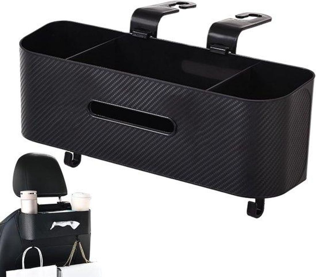 Auto-Organizer mit Napkin-Dispenser | Multifunktionaler Tissue-Halter und Aufbewahrungs-Organizer für das Auto, Schwarz