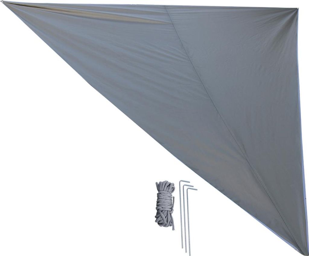 Super großes Sonnenschutz-Camping-Markisen, tragbar, winddicht Dreieckige Baldachin-Außenbodenmatte (Hellgrün, silberbeschichtet, 4 x 4 x 4 m)