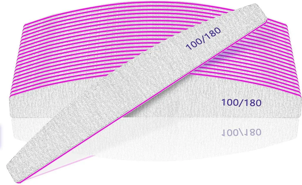 Pack 12 Limes à Ongles Grains 100/180 Idéal Manucure Gel et Faux Ongles