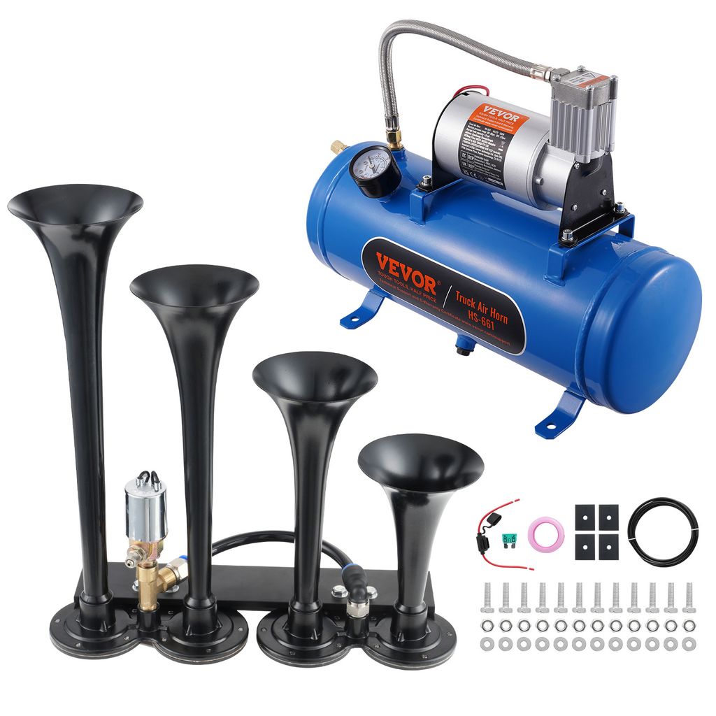 VEVOR 190 W Zughupen-Set, 4 Trompeten-Lufthupen-Set, 150 dB Produktbild 