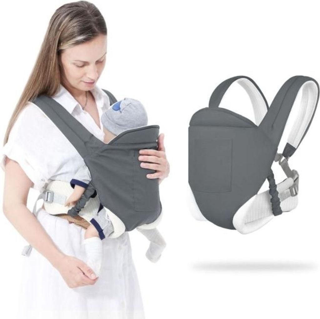 Multifunktionale Babytrage – 0 bis 36 Monate – Verstellbarer Multifunktionsgurt – Schützt Babys Gelenke – Grau