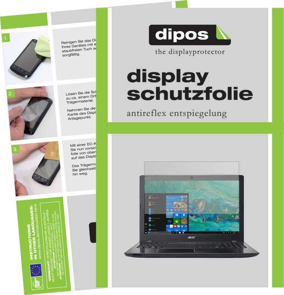 2x Schutzfolie für Acer Aspire E 15 matt Displayschutzfolie Folie Display Schutz dipos