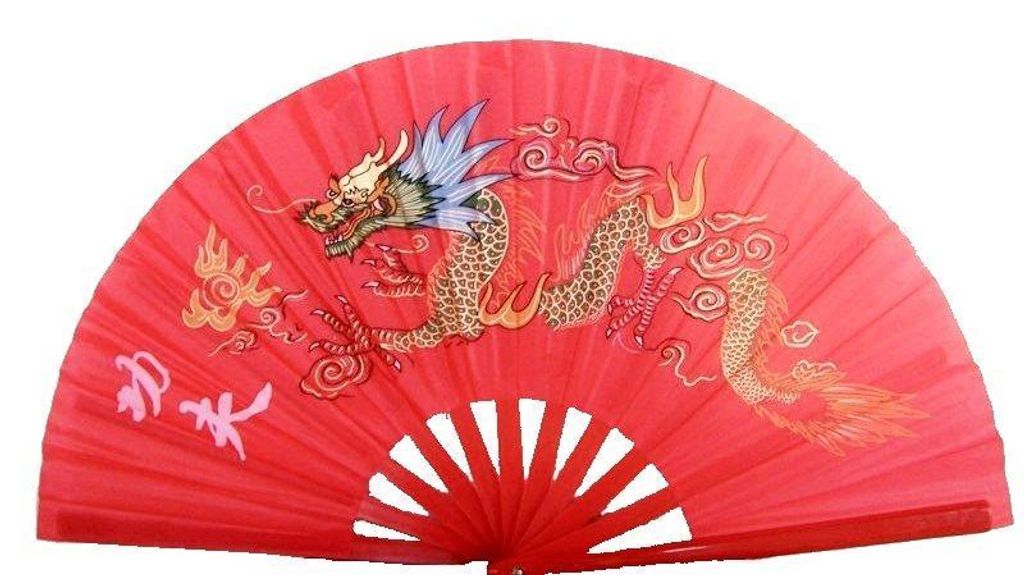 003 Tai Chi- Kung Fu Asia- Wand- Deko-China- Fächer Pvc rot Produktbild 