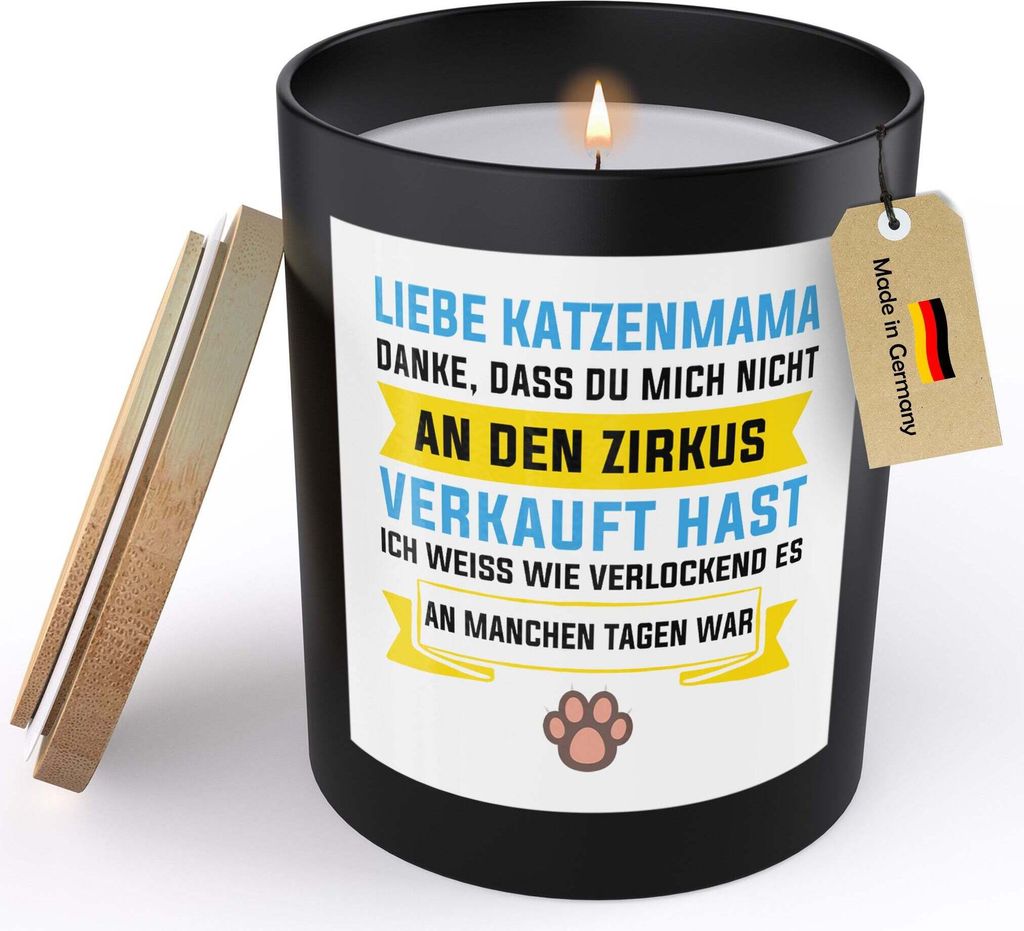 22Feels Katzenmama Geschenk Frauen Spruchkerze Katze Sojawachs Kerze im Glas "Danke Dass Du Mich Nicht" Cat Mom Katzenbaby Handgemacht mit Spruch D...