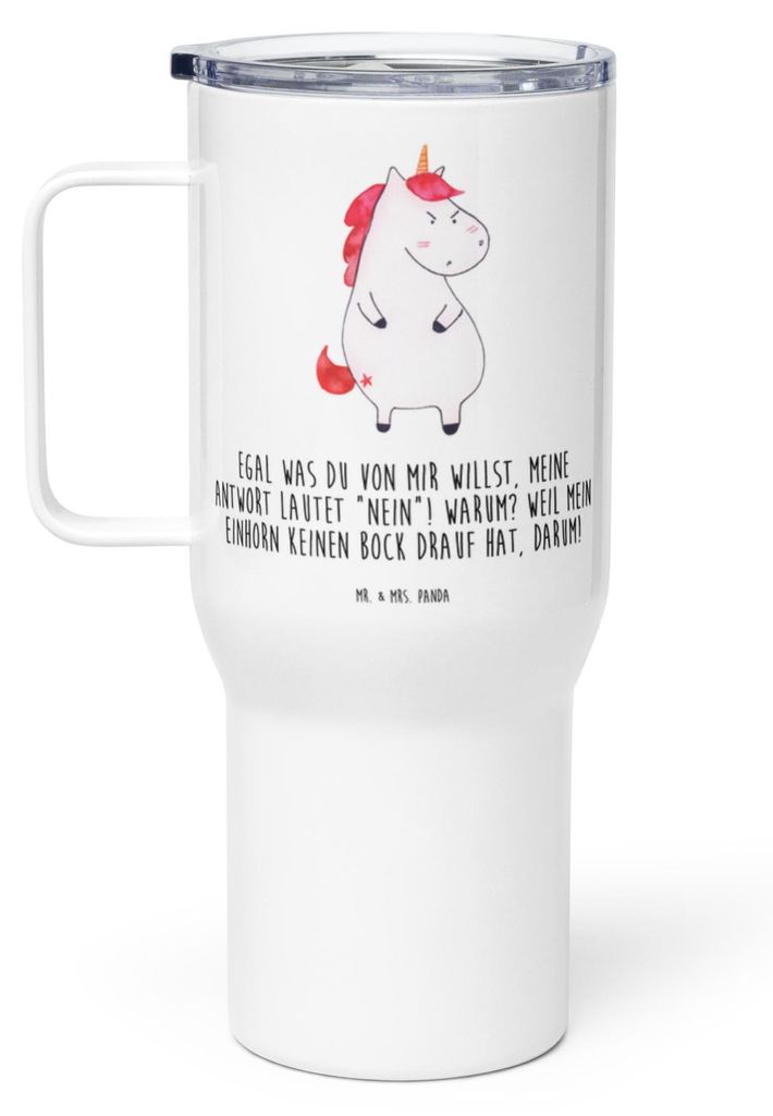 Mr. & Mrs. Panda Thermobecher Einhorn Wut - Weiß - Geschenk, Spaß, Kaffee-to-go-Becher, Unicorn, Arbeit, Edelstahl-Thermobecher, To-Go-Becher, Ei...