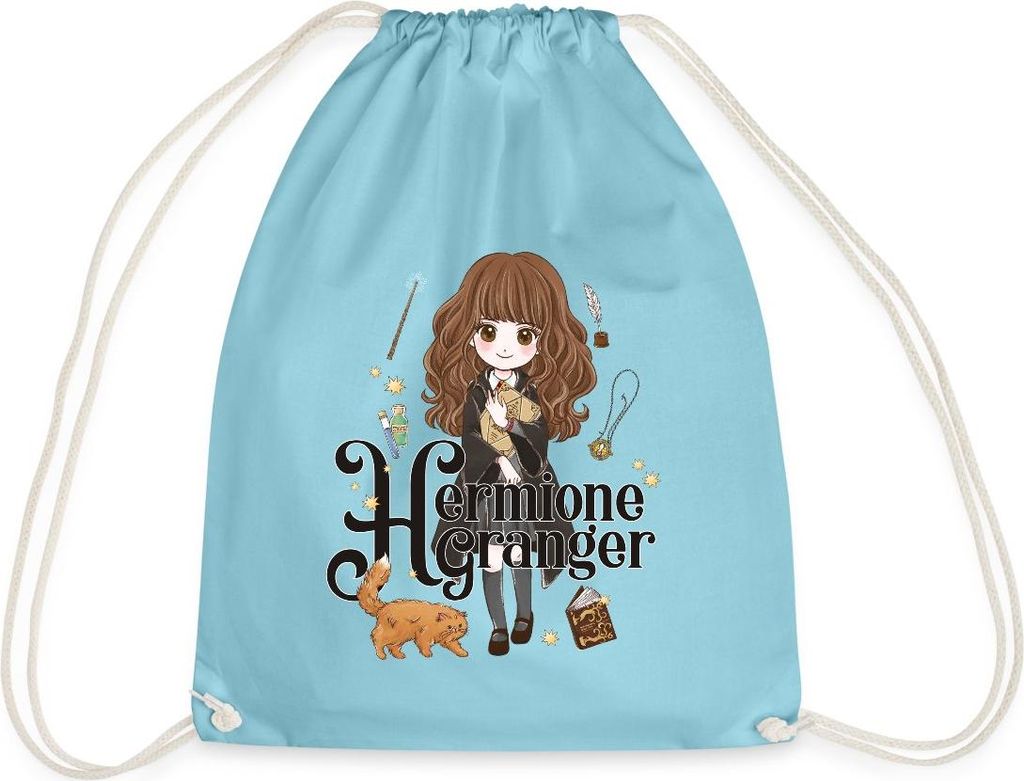 Spreadshirt Harry Potter Hermine Granger Chibi Turnbeutel, One size, Aqua