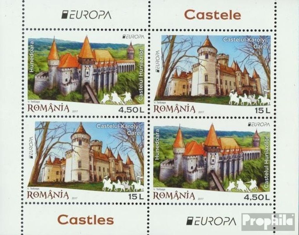 Briefmarken Rumänien 2017 Mi Block696I (kompl.Ausg.) postfrisch Burgen und Schlösser